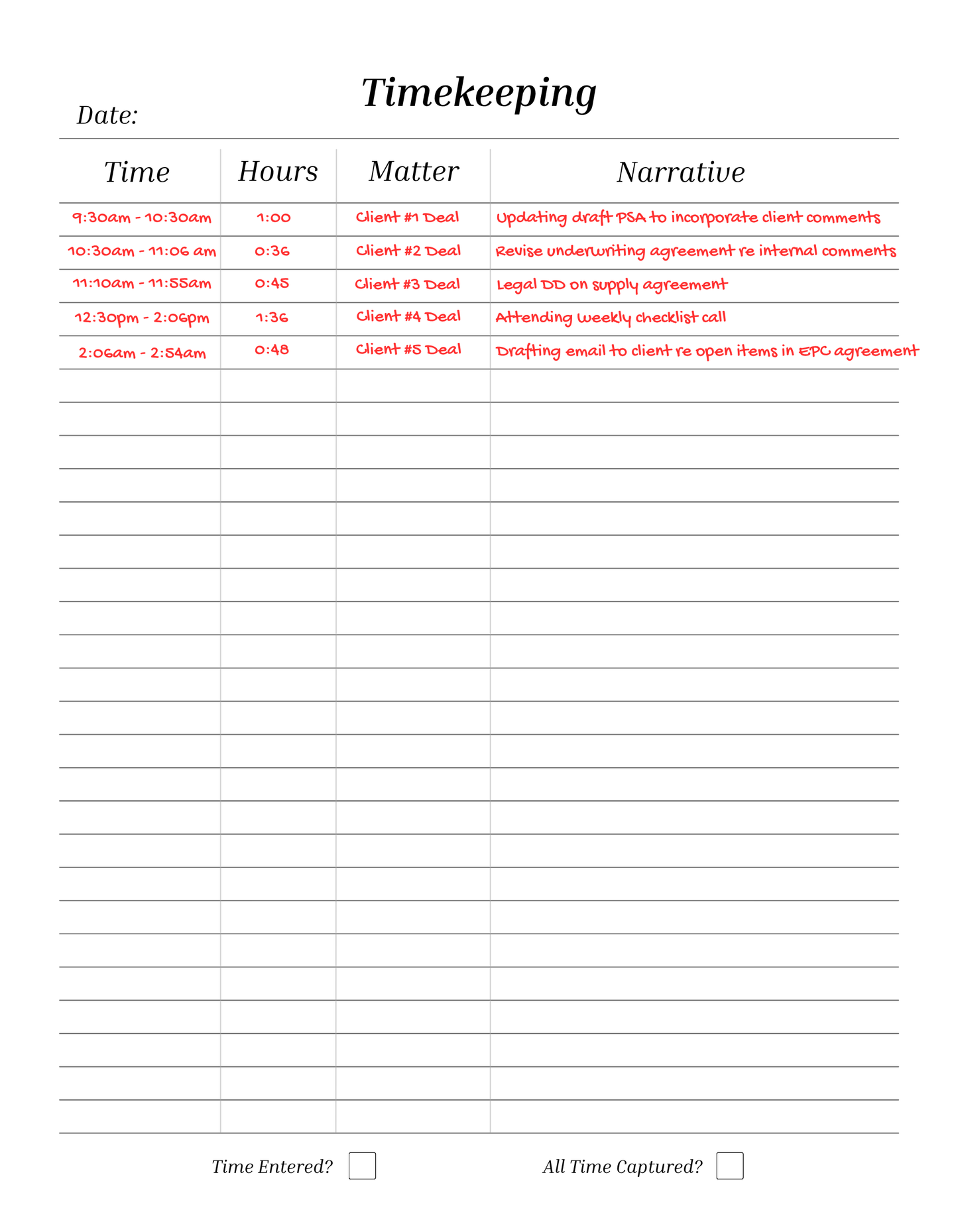 Attorney Timekeeping Notebook - Spiral-Bound